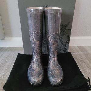 Valentino Lace Printed Rubber Rain Boots